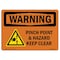 Signmission OSHA WARNING Sign, Pinch Point Hazard Keep Clear W/ Symbol, 10in X 7in Decal, 7" W, 10" L, Landscape OS-WS-D-710-L-12311 - alternate 1